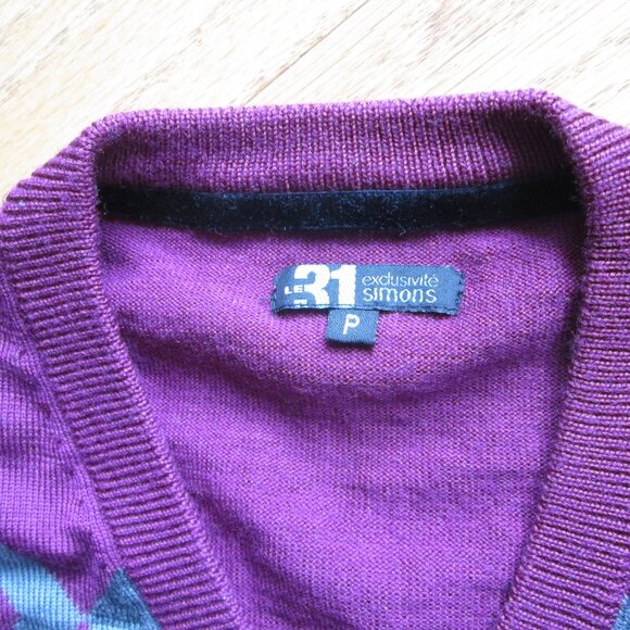 Men's Simons 100% Wool V-neck Sweater Size Small - Picture 3 of 4